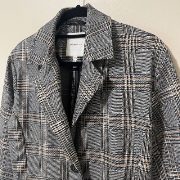 ANTHROPOLOGIE Avec Les Filles Office Siren Longline Plaid Blazer Sz Extra Small - Picture 6 of 10